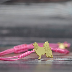 Spaniel kontynentalny Phalene - bransoletka z psem, srebro próby 925