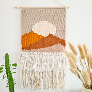 Makatka z widokiem, makrama pejzaż, góry