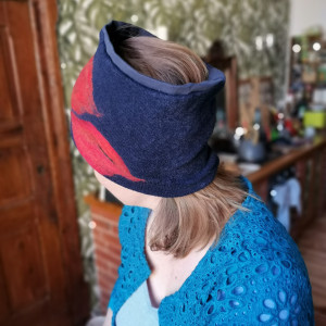 Granatiwa ciepła wełniana opaska filcowana zimowa