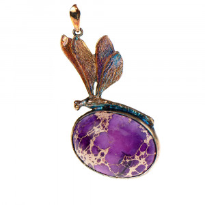 Srebrny wisior w kształcie ważki z jaspisem a695