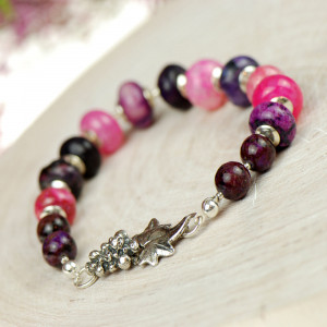 Bransoletka w odcieniach różu i fioletu a675