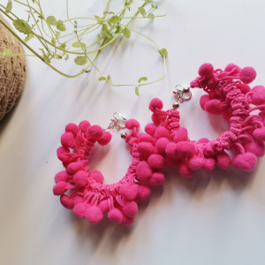 Klipsy bujne koła etno boho pompony