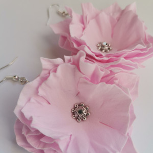 Kolczyki ślubne pastelowe różowe kwiaty