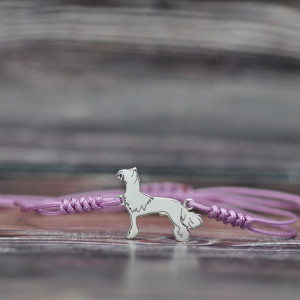 Grzywacz Chiński - bransoletka z psem, srebro 925