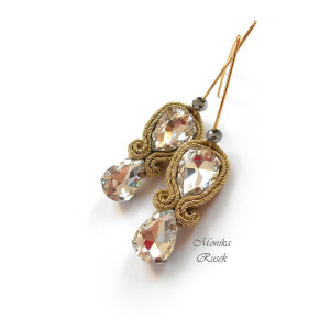 KOLCZYKI SUTASZ złoto ze srebrem