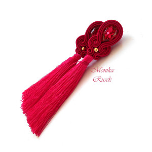 KOLCZYKI SUTASZ CHWOST fuksja róż