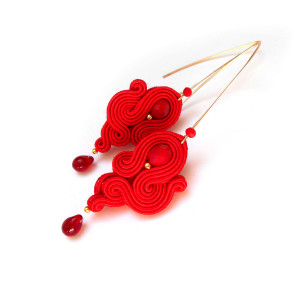 KOLCZYKI SUTASZ soutache czerwone