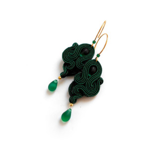 KOLCZYKI SUTASZ soutache ciemna zieleń