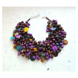 5203 lekki naszyjnik kolia drewno muszla