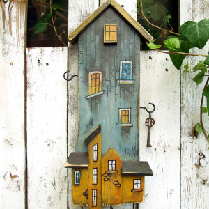 Wieszaczek na klucze z żółtymi domkami