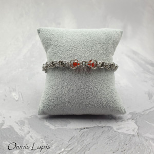 Bransoleta chainmaille - agat pomarańczowy i stal