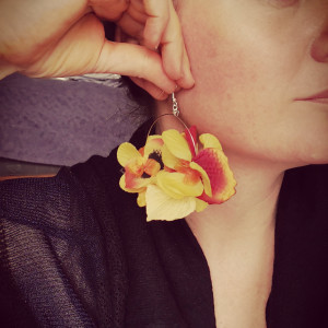 Kolczyki kolorowe boho żółte kwiaty