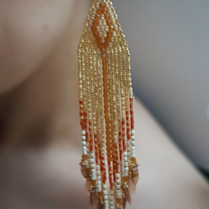 Kolczyki Boho Karmelowo Śmietankowe