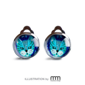 Turkusowy kot klipsy