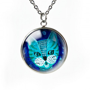 Turkusowy kot naszyjnik