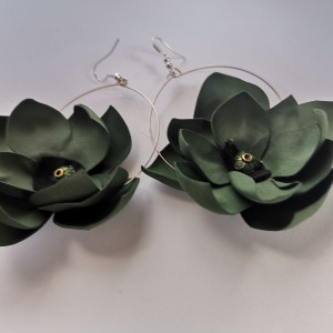 Kolczyki kola kwiaty zielone