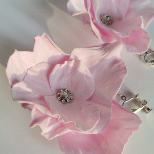 Klipsy ślubne pastelowe różowe kwiaty