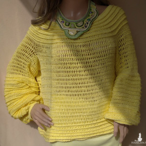 CYTRYNOWY SWETER Z BALONOWYMI RĘKAWAMI