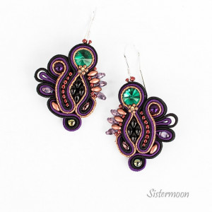 Kolczyki sutasz Szmaragd i Miedź