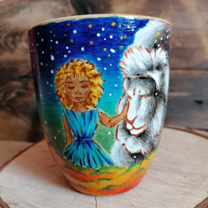 Dziewczynka i lew - kubek ręcznie malowany