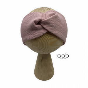 Opaska zaplatana prążek brudny róż 54-56 cm