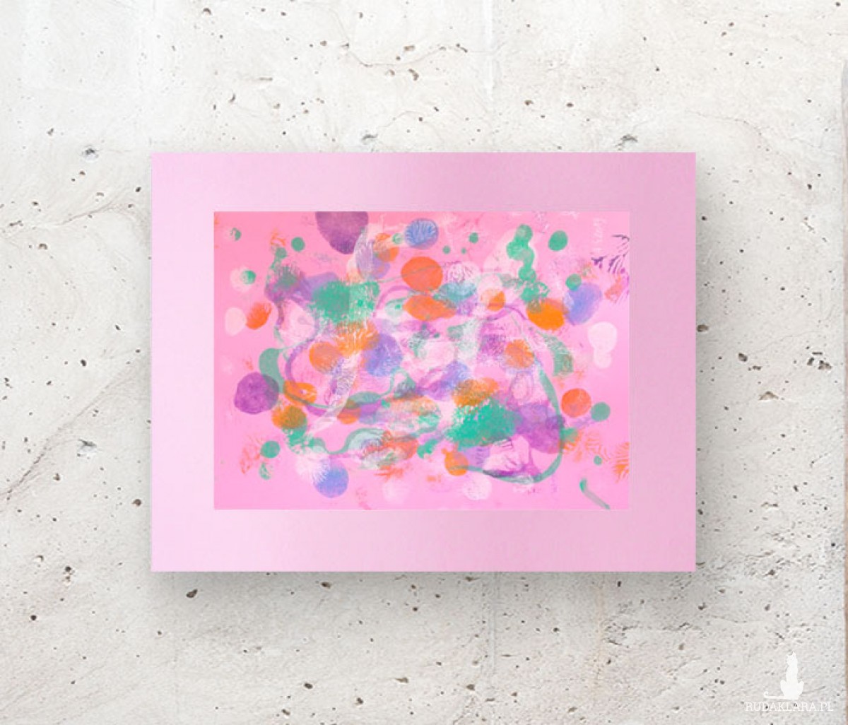 różowa grafika na ścianę, różowa abstrakcja malowana ręcznie, abstrakcyjny obraz do sypialni, różowy rysunek abstrakcyjny