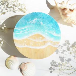 Duża Szkatułka z lustrem - morskie fale 04