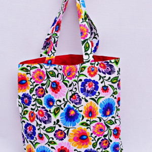 Torba na zakupy, torba shopperka, torba szoperka, eko siatka na zakupy folk łowicz, torba łowicka ludowa