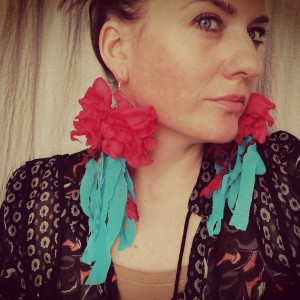 Kolczyki kwiaty łowickie pająki