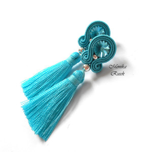 KOLCZYKI SUTASZ CHWOST turkusowe SWAROVSKI
