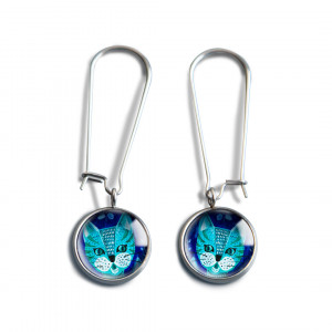 Turkusowy kot kolczyki