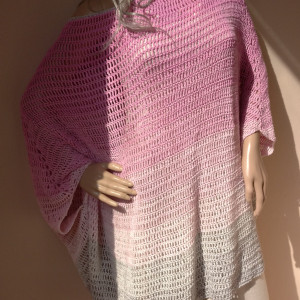 PONCZO  GRADIENT - RÓŻOWO-SZARE - MELANŻ