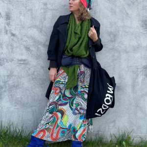 czapka patchworkowa turbanowy kształt