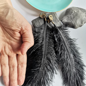 Klipsy czarne strusie pióra polecam