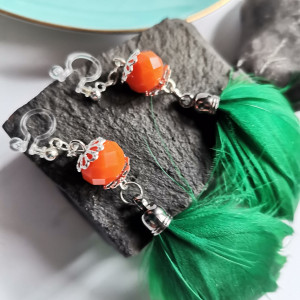 Klipsy zielone pióra