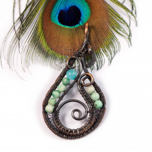 Agat, Miedziany wisior z kuleczkami agatu, ręcznie wykonany, prezent dla niej, prezent dla mamy, biżuteria inspirowana Grecją