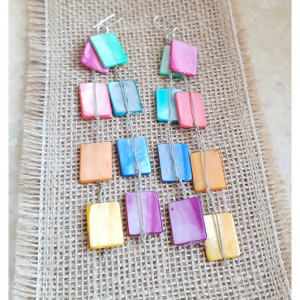 5194 tęczowe kolorowe lniane kolczyki