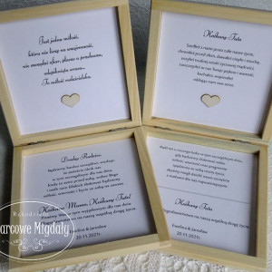 Prośba do rodziców o błogosławieństwo , drewniane zaproszenie ślubne