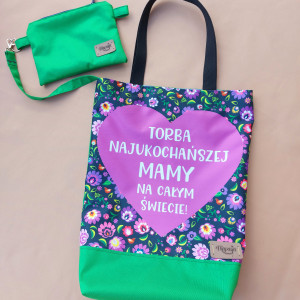 Torba torebka na dzień Mamy - komplet z kosmetyczką - torba najukochańszej mamy na całym świecie