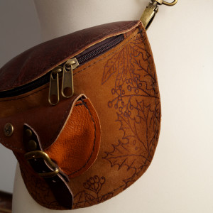 RUDE LICHO Skórzana Nerka Jasne Rude Brązy JESIENNE LIŚCIE