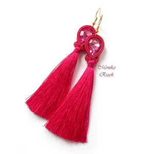 KOLCZYKI SUTASZ CHWOST róż fuksja