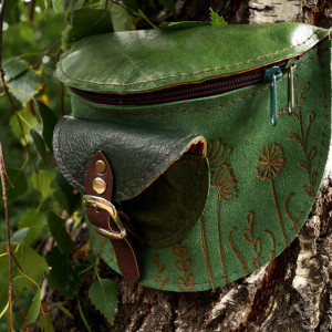 Skórzana Nerka LEŚNE LICHO Polne KWIATY Od Ręki