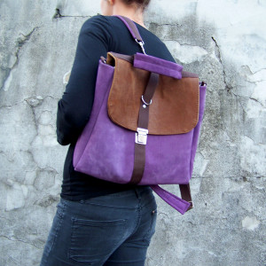 Plecak/Teczka LILIOWO-ORZECHOWA Skóra Naturalna