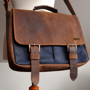 Teczka Skórzana Crazy Horse Unisex Laptop A4 Brąz Granat