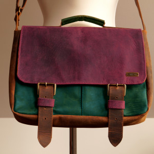 Teczka Skórzana Crazy Horse Laptop A4 Bordo Zieleń Brąz