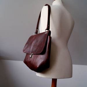 STÓJ KATARZYNO!! Kasztanowa Torebka Skórzana Dwa Paski