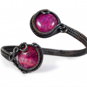 Agat i miedź, Miedziana bransoletka z agatami dragon vein, ręcznie wykonana, prezent dla niej prezent dla mamy, prezent urodzinowy biżuteria