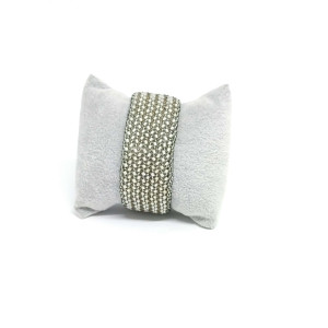 Bransoletka na bazie z koralików szarosrebrna