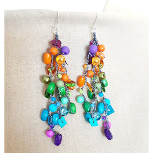 5310 długie kolczyki zielone niebieskie