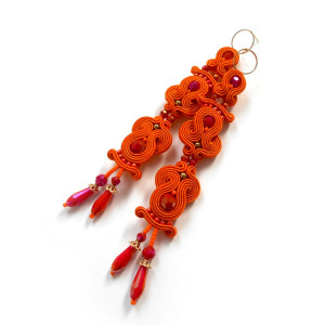 KOLCZYKI SUTASZ fuksja pomarańczowe 100% hand made